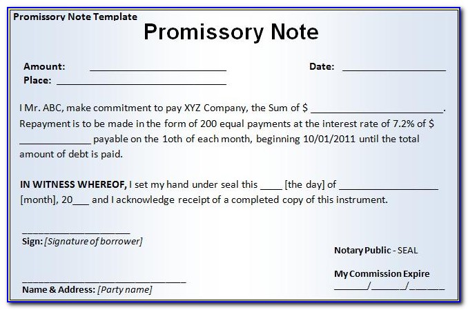 Legal Forms Promissory Note Template