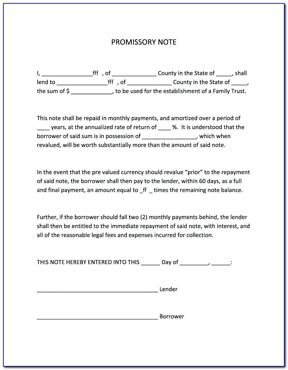 Legal Promissory Note Form