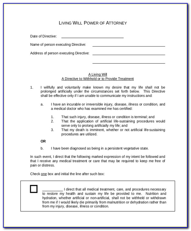 Living Will Power Of Attorney Forms