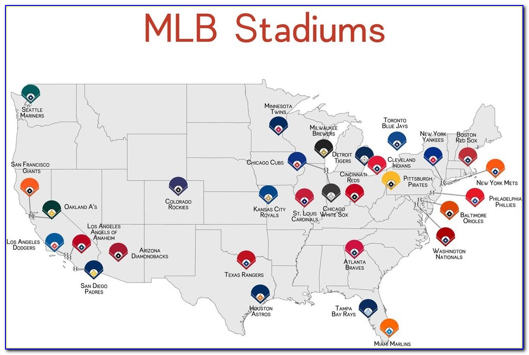 Map Of All 30 Mlb Stadiums