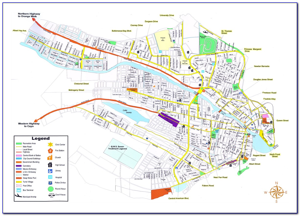 Map Of Belize City Streets