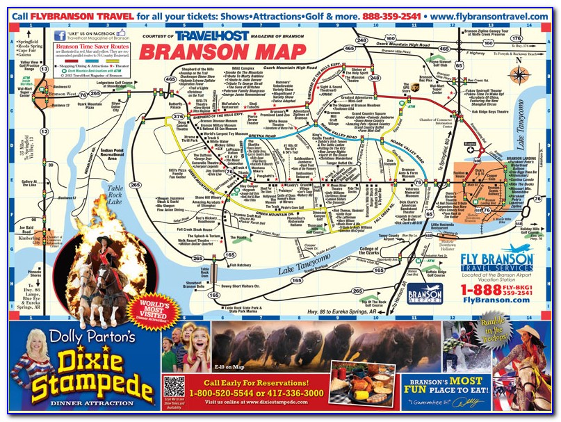 Map Of Branson Attractions And Hotels
