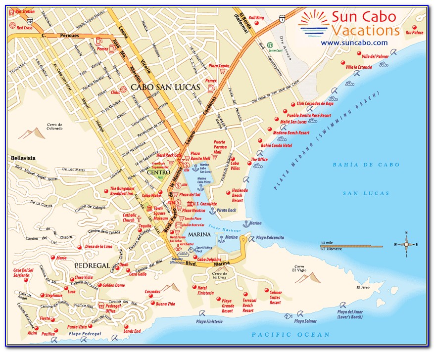 Map Of Cabo San Lucas Mexico Resorts