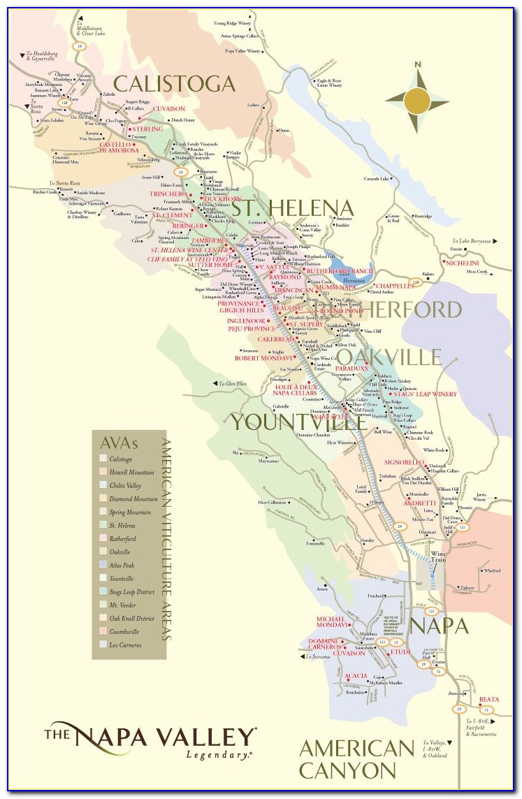 Map Of California Napa Valley Area