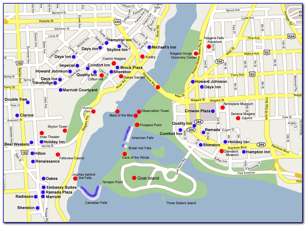 Map Of Canada Niagara Falls Hotels
