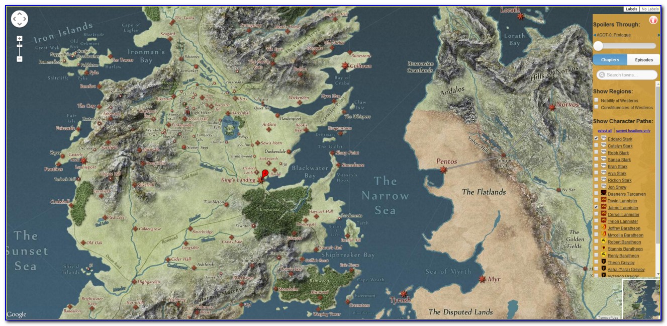 Map Of Game Of Thrones Houses