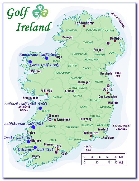 Map Of Golf Courses In South West Ireland