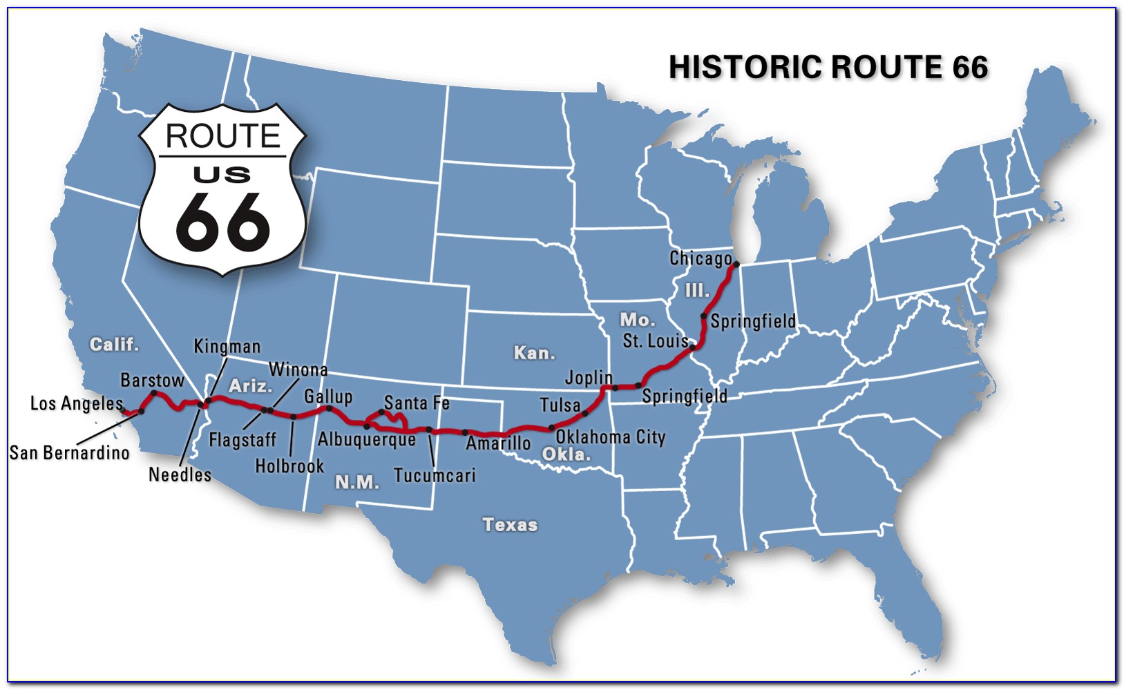 Map Of Historic Route 66 In Texas