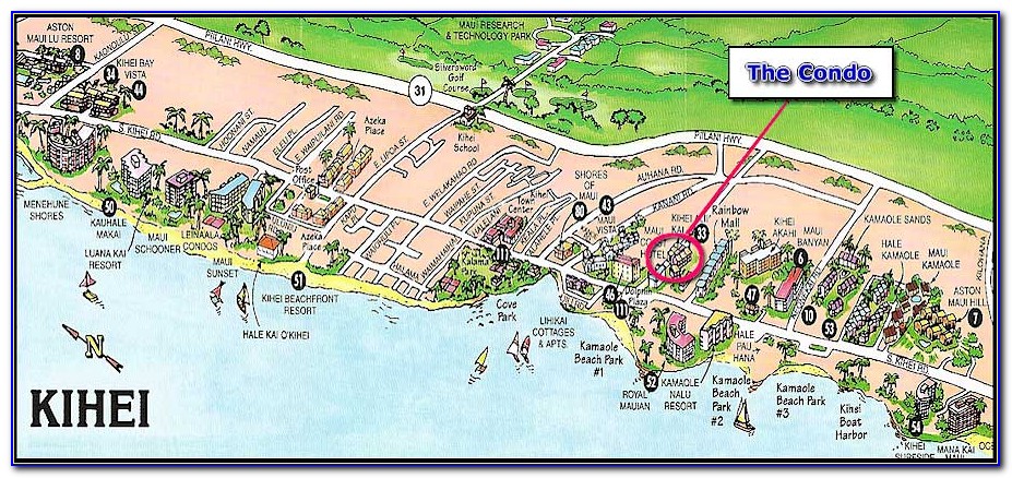 Map Of Hotels In Kihei Maui