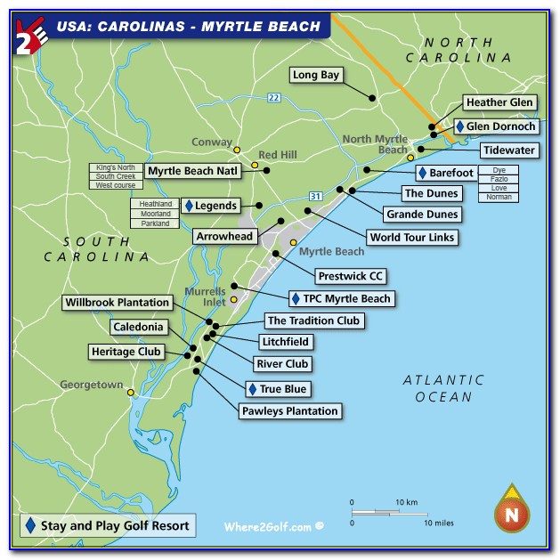 Map Of Hotels Near Myrtle Beach Boardwalk
