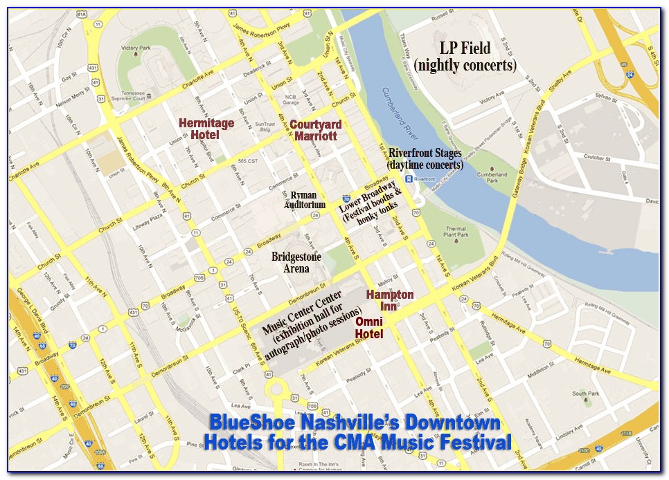 Map Of Hotels On Music Row Nashville Tn