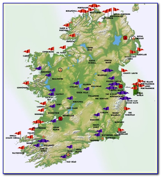 Map Of Ireland Showing Golf Courses