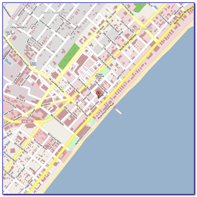 Map Of Myrtle Beach Beachfront Hotels