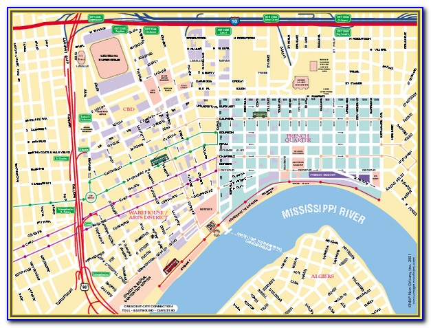 Map Of New Orleans Downtown And French Quarter