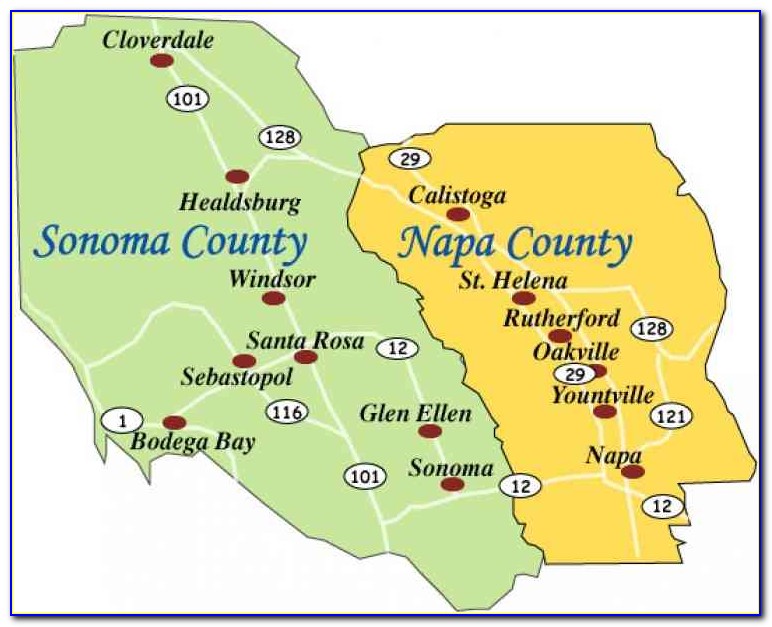 Map Of Sonoma County And Napa Valley