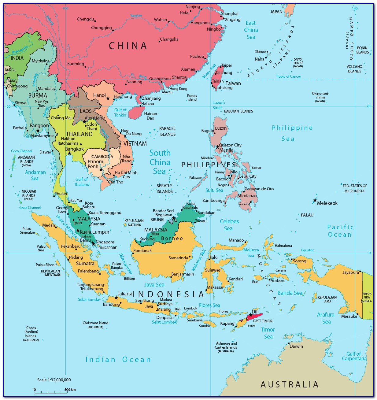 Map Of Southeast Asia And Oceania