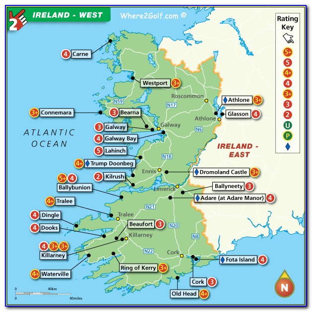 Map Of Southern Ireland Golf Courses