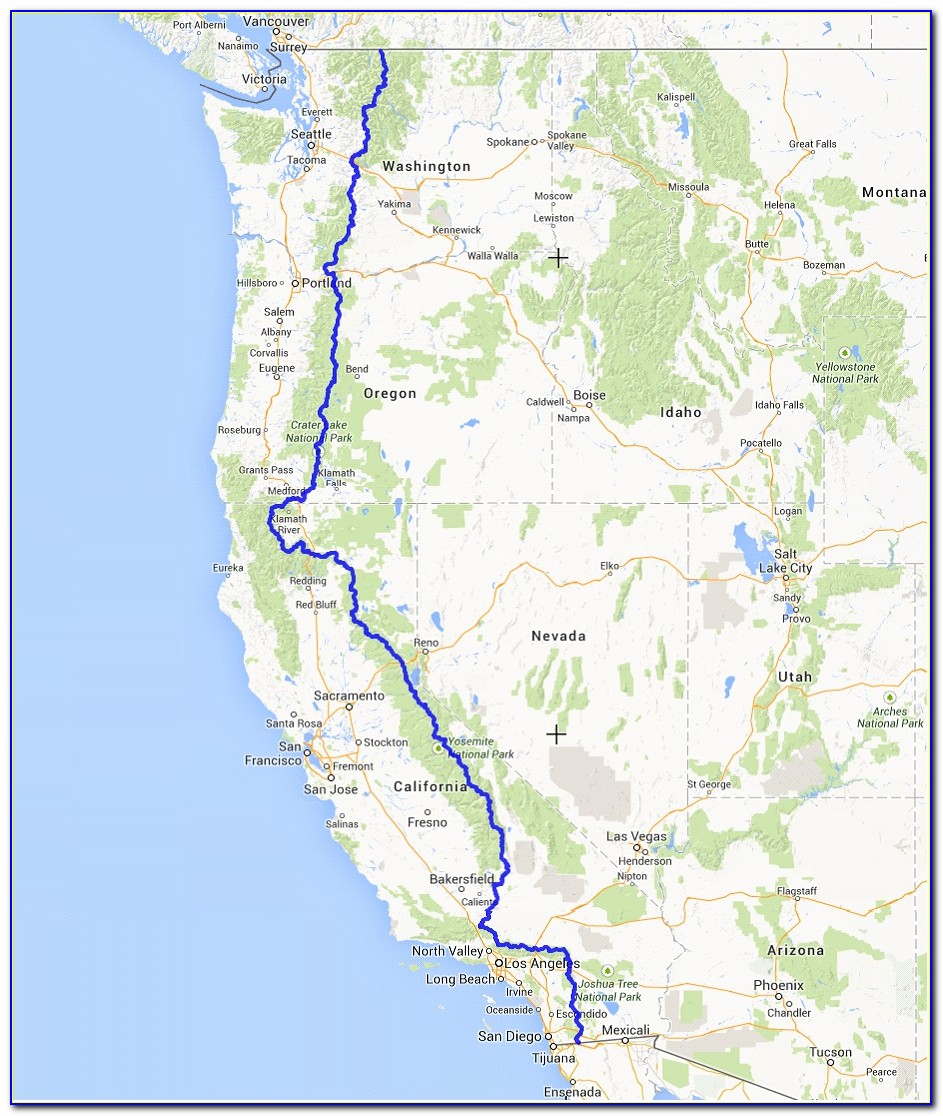 Map Of The Pacific Crest Trail In Washington