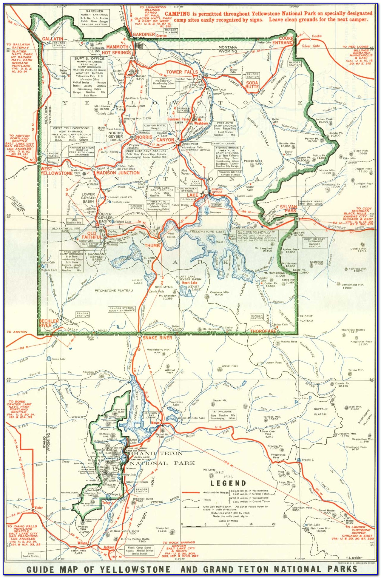 Map Of Yellowstone And Grand Tetons