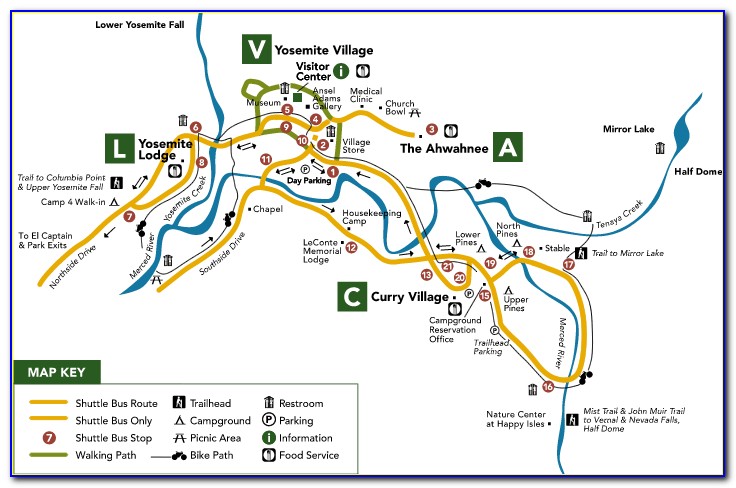 Map Of Yosemite Valley Hotels