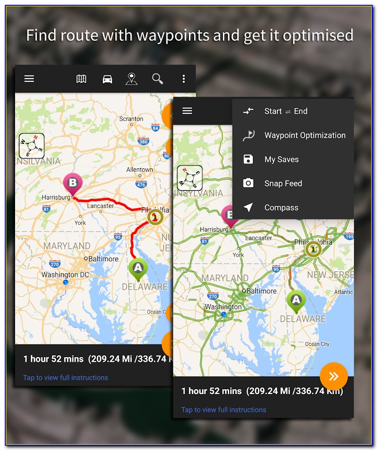 Maps Routing App Supported Modes