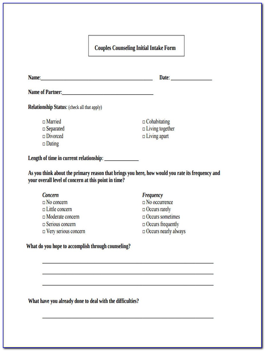 Marriage Counseling Intake Form