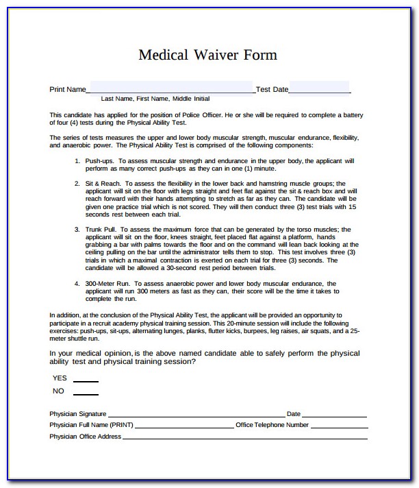 Medical Waiver Form Template