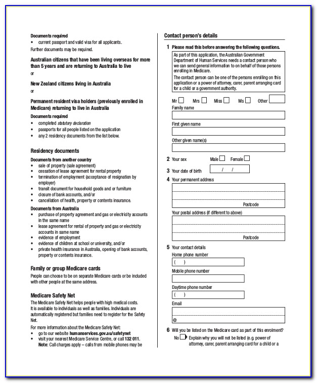 Medicare Application Form Pdf