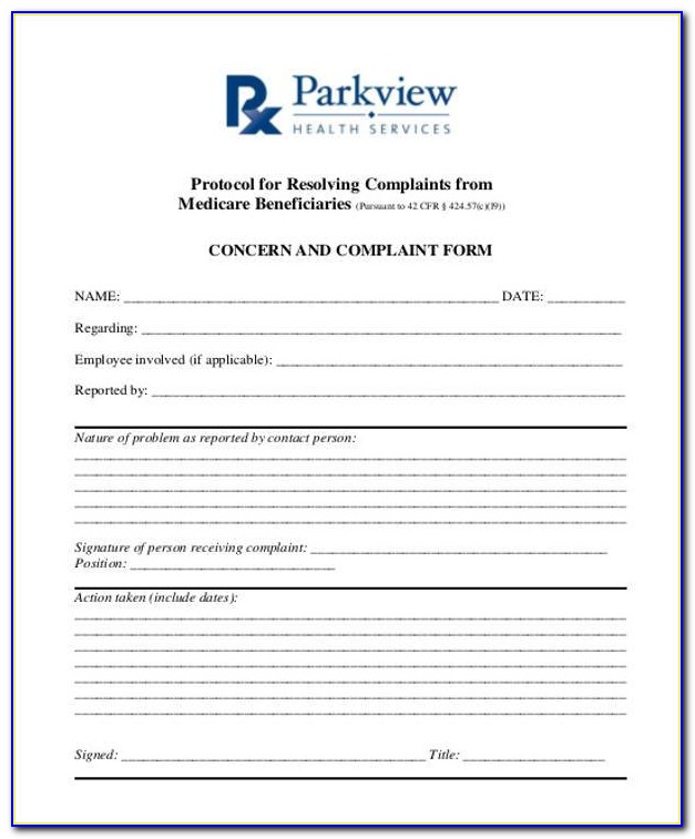 Medicare Beneficiary Complaint Form