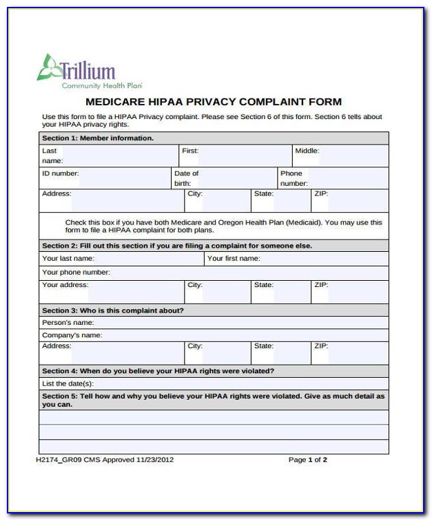 Medicare Complaint Log Form