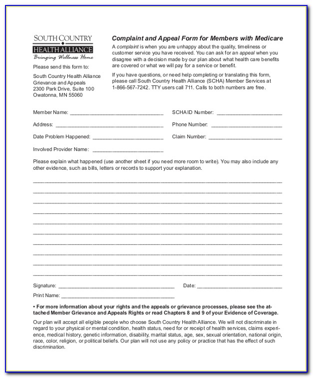 Medicare Quality Of Care Complaint Form