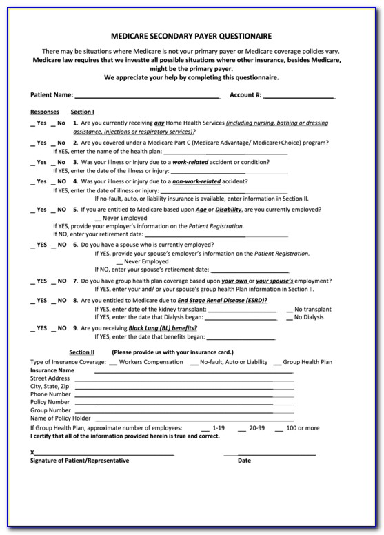 Medicare Wellness Questionnaire Form