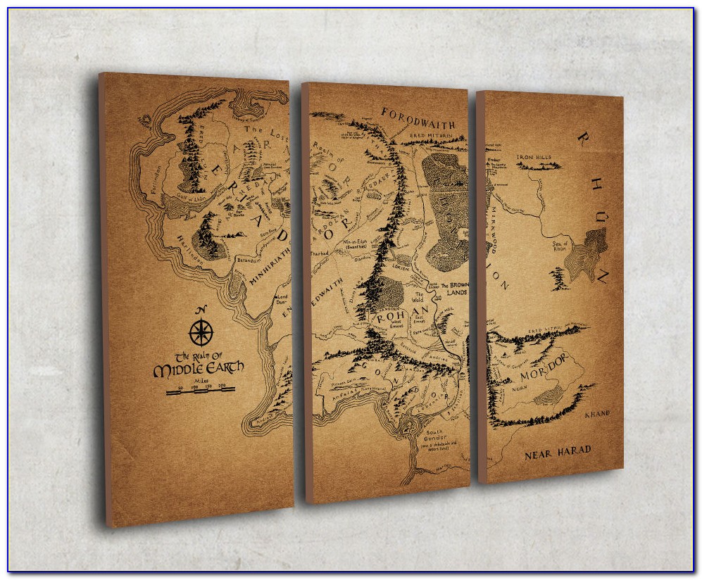 Middle Earth Map Canvas Print