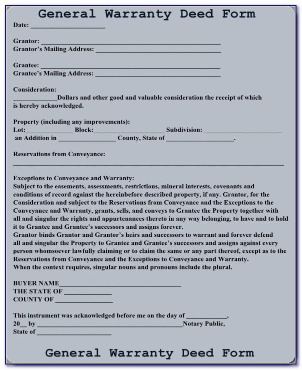 Mineral Rights Deed Form