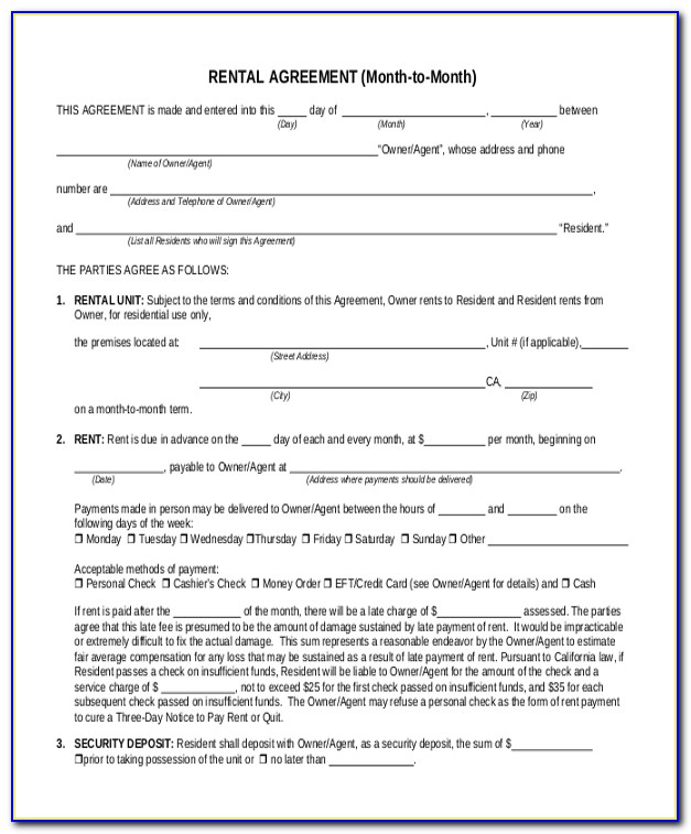 Month To Month Lease Form Illinois