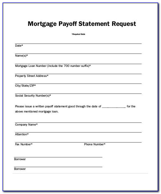 Mortgage Payoff Statement Form