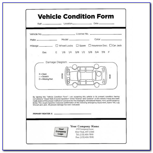 Motor Vehicle Inspection Report Form Sample