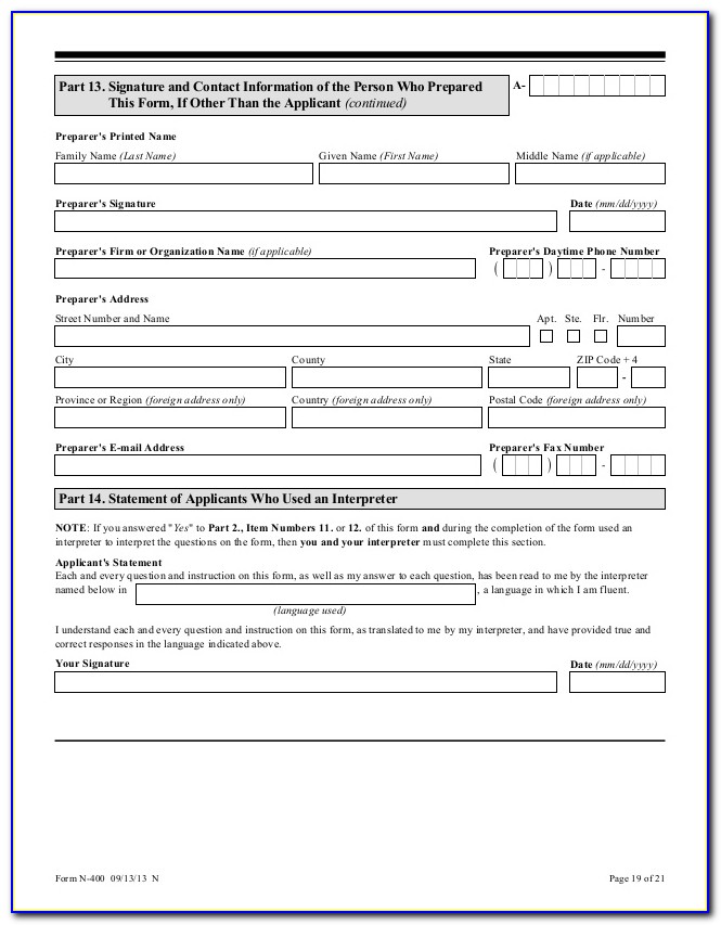 N400 Printable Form