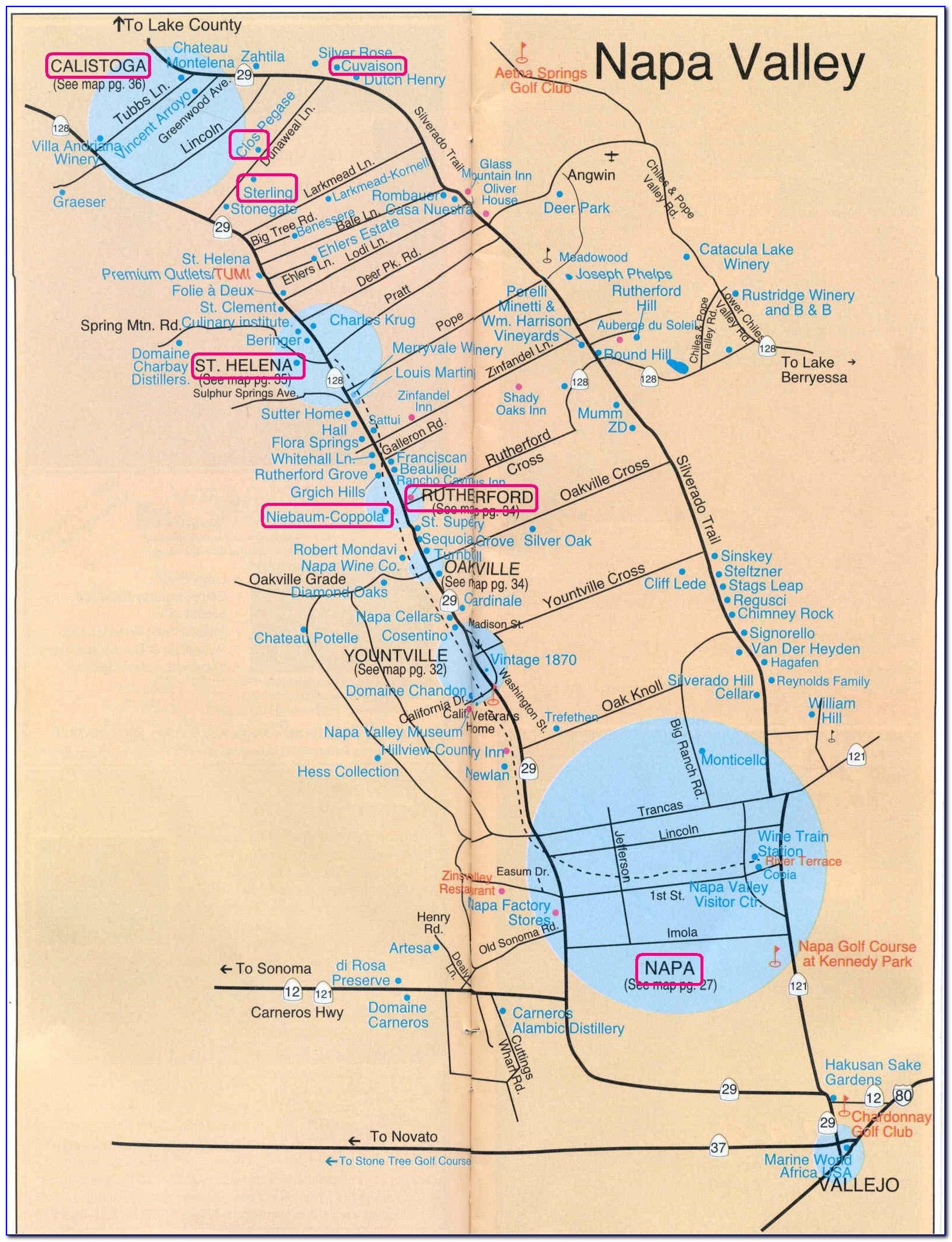 Napa Valley Wine Map 2015