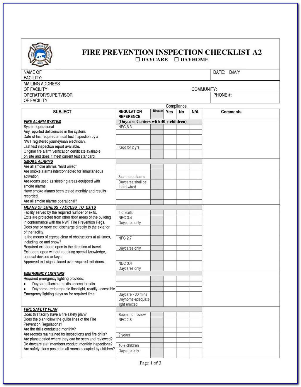 Nfpa 25 Inspection Forms