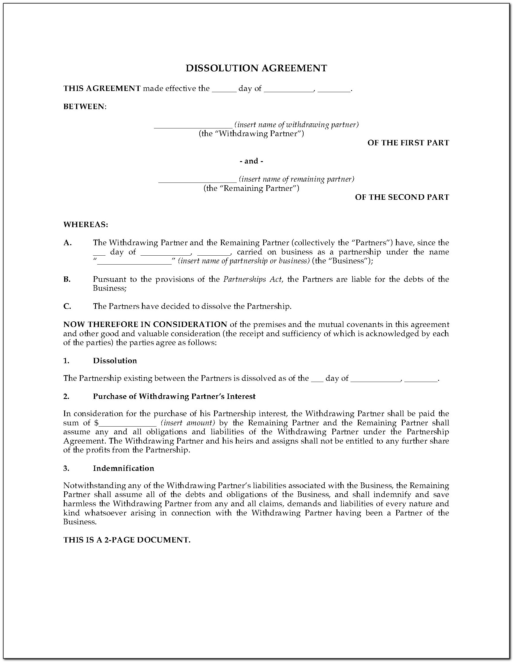 Ontario Legal Separation Agreement Form