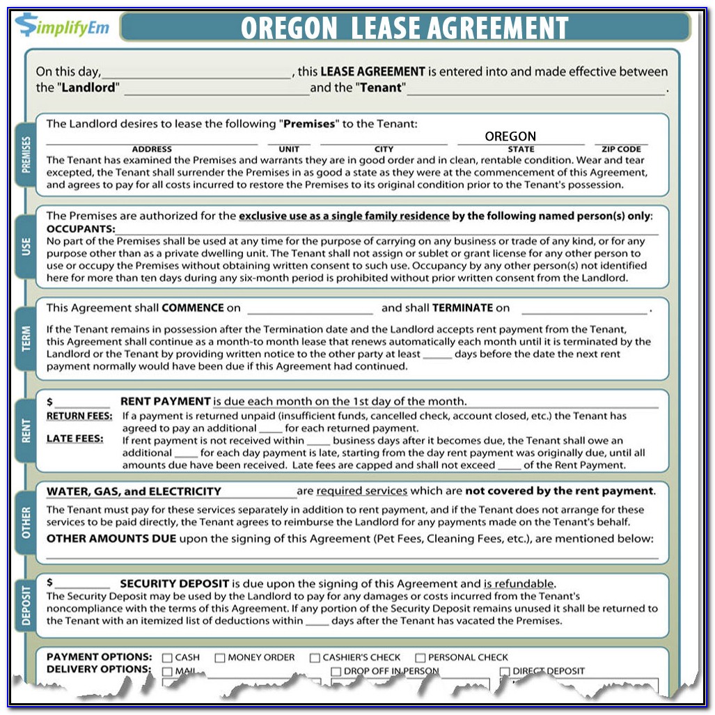 Oregon Lease Agreement Forms