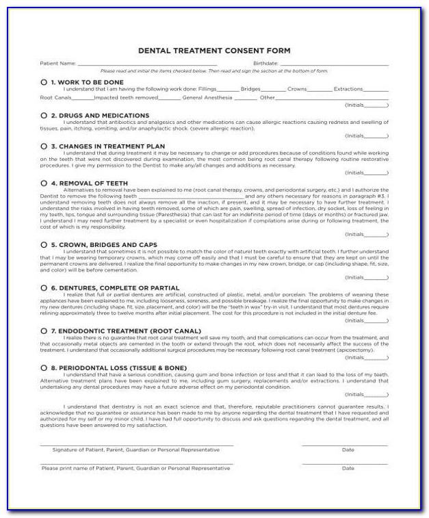 Orthodontic Consent Form Canada