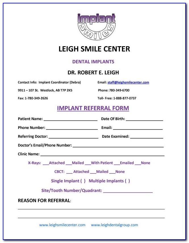 Orthodontic Referral Form Template