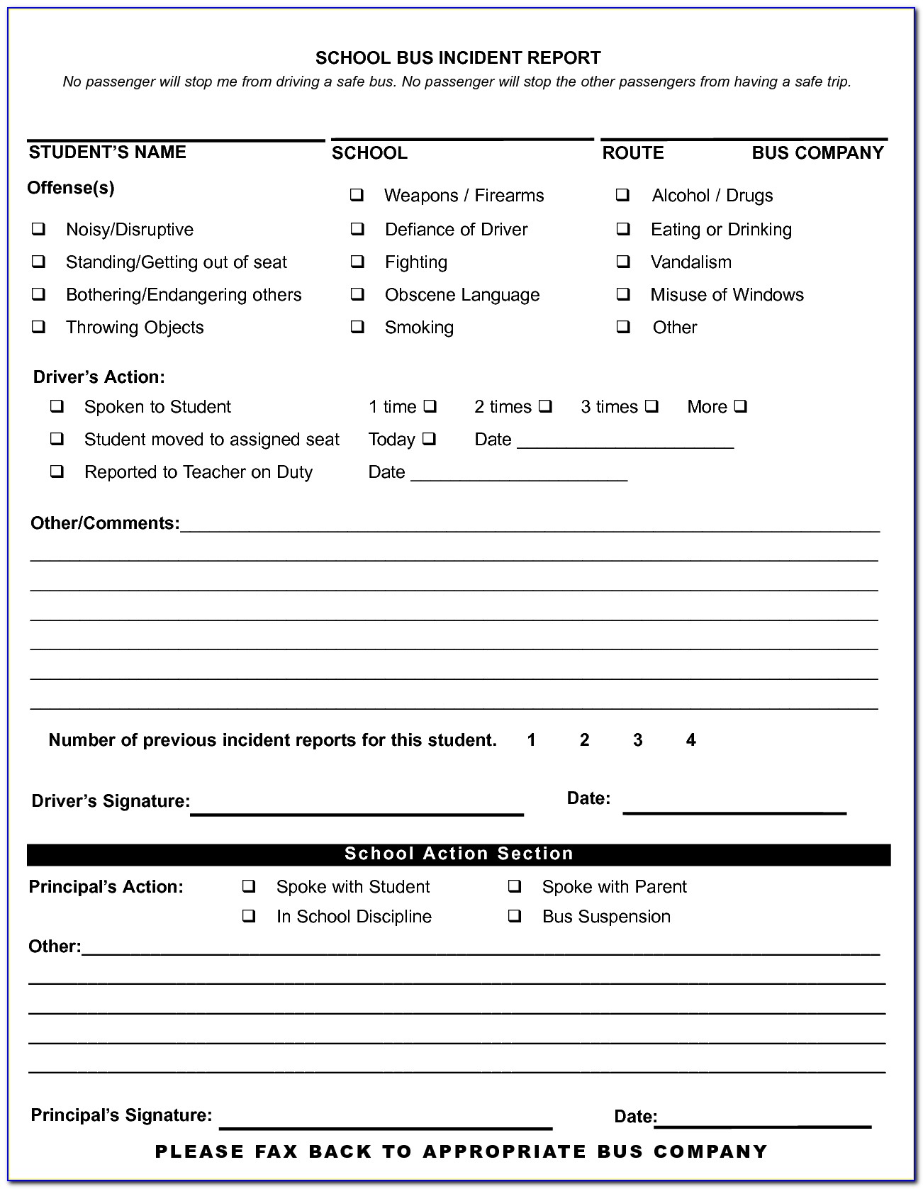 Pa School Bus Accident Report Form