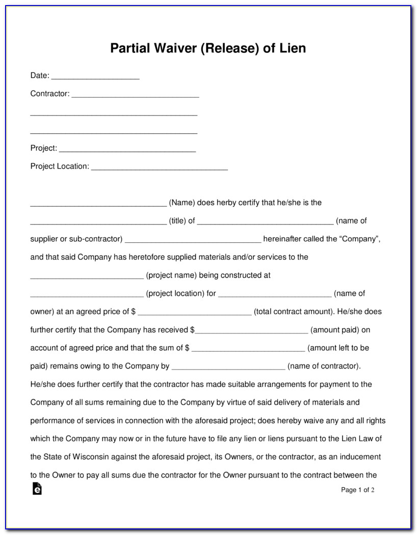 Partial Release Of Judgment Lien Form Texas