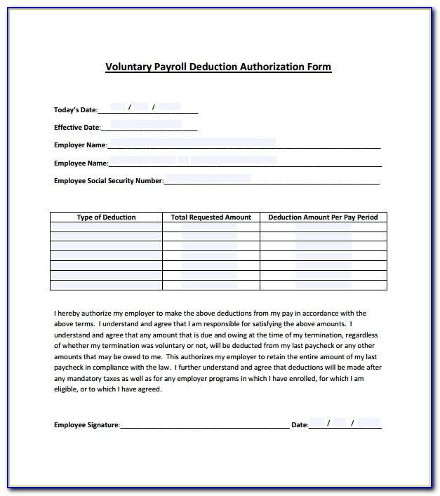 Payroll Deduction Form Template Canada