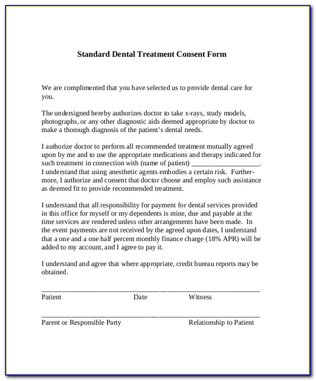 Pediatric Dental Treatment Consent Forms