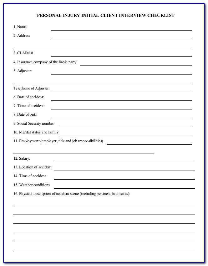 Personal Injury Intake Form Template