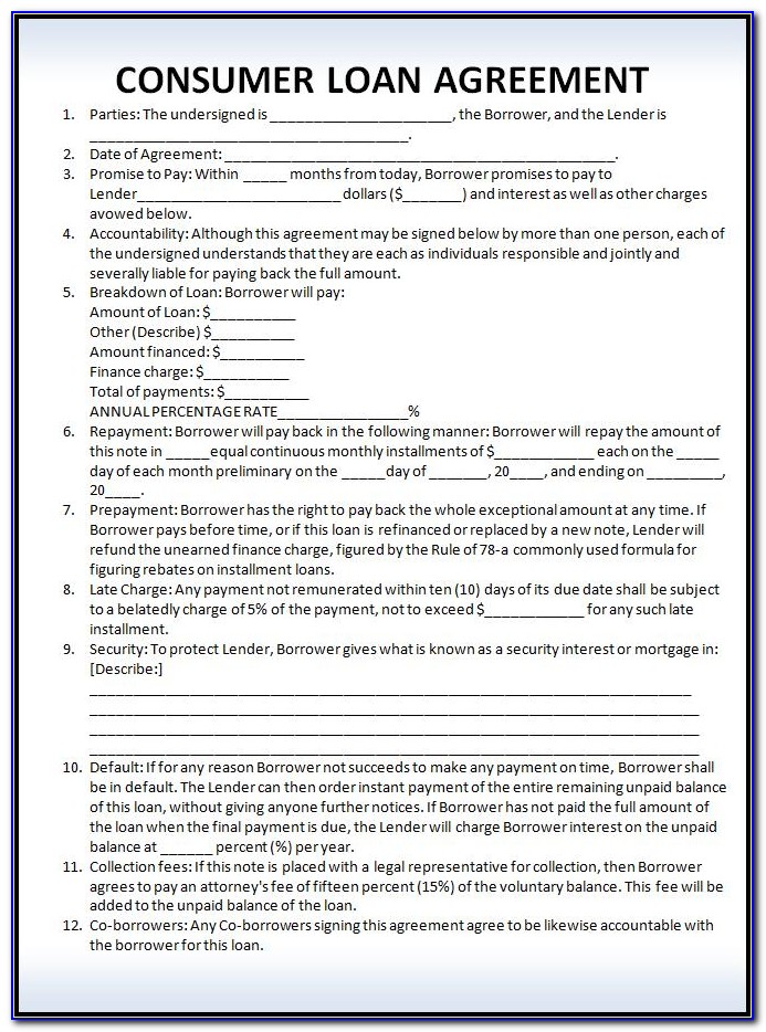 Personal Loan Agreement Form Sample
